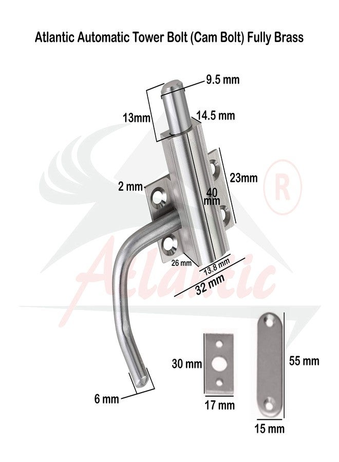 Atlantic Heavy Cam Bolt | Automatic Tower Bolt, Door Latch for Home and Offices Doors and Windows, Tower Bolt for Main Door and Bathroom, Easy to Fit (Fully Brass, S.S. Finish, Pack of 2 Piece) - Image 5